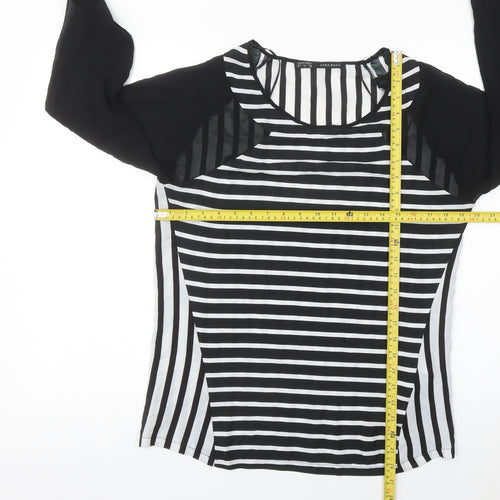 Zara Basic Women’s Black Striped Blouse Size 8 Long Sleeve