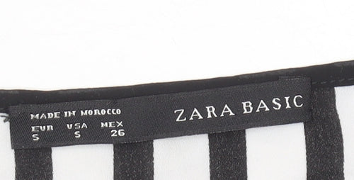 Zara Basic Women’s Black Striped Blouse Size 8 Long Sleeve