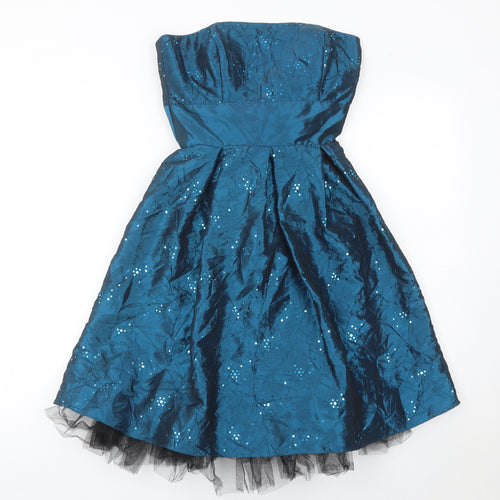 Morgan & Co Girls Blue Knee Length Ball Gown Party Dress Size 7yrs