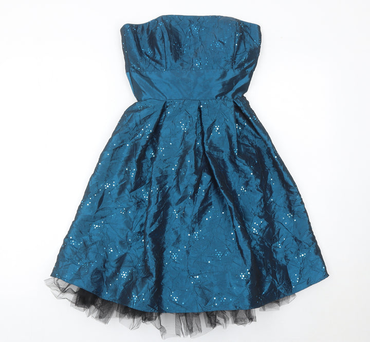 Morgan & Co Girls Blue Knee Length Ball Gown Party Dress Size 7yrs