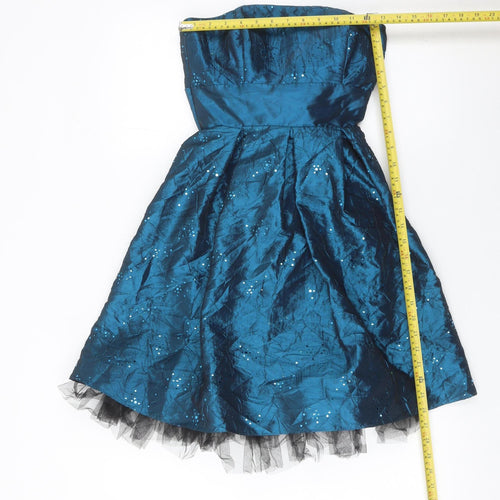 Morgan & Co Girls Blue Knee Length Ball Gown Party Dress Size 7yrs