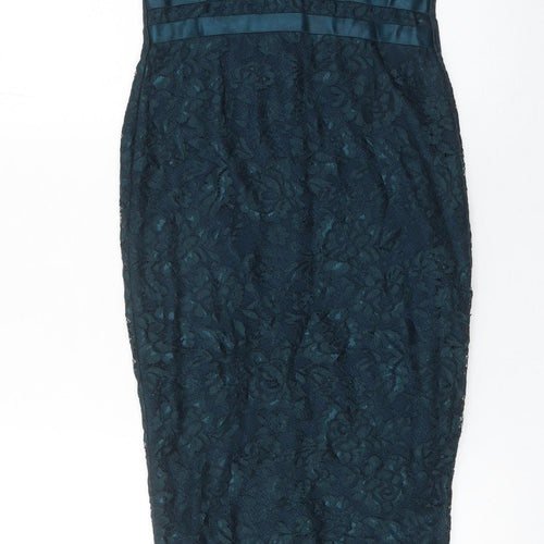 Pink Boutique Women’s Green Lace Bodycon Strapless Midi Dress Size 8