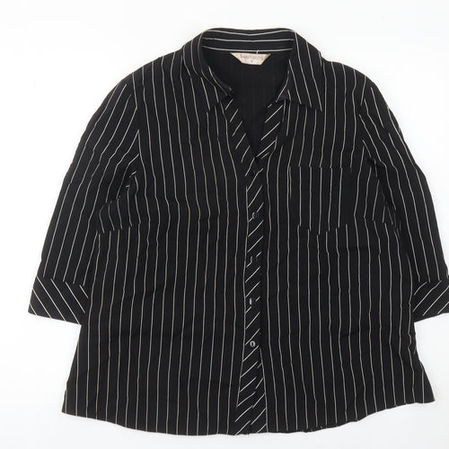 Bonmarché Women’s Black Striped Button-Up Shirt Size 16