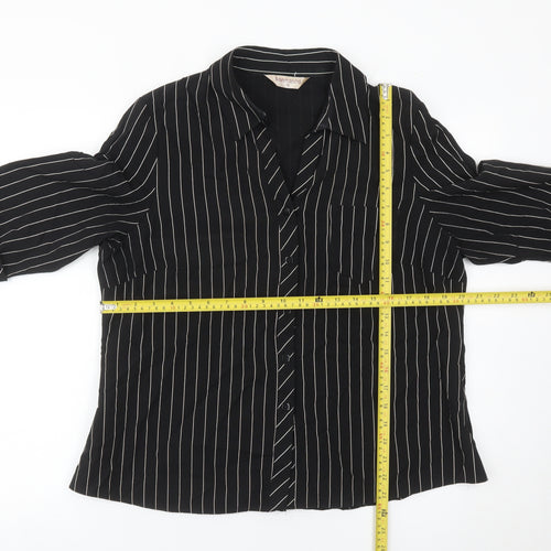 Bonmarché Women’s Black Striped Button-Up Shirt Size 16