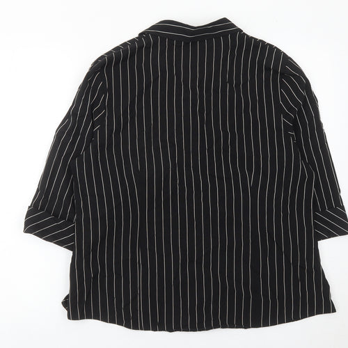 Bonmarché Women’s Black Striped Button-Up Shirt Size 16