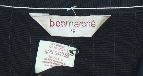 Bonmarché Women’s Black Striped Button-Up Shirt Size 16