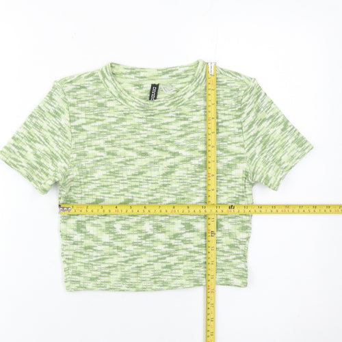 H&M Divided Women’s Green Cropped T-Shirt Size S Slim Fit