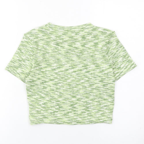 H&M Divided Women’s Green Cropped T-Shirt Size S Slim Fit