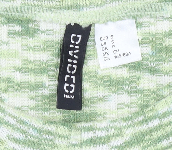 H&M Divided Women’s Green Cropped T-Shirt Size S Slim Fit
