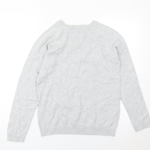 Mango Boys Grey Cotton Pullover Jumper 13-14 Years Crew Neck Knitwear