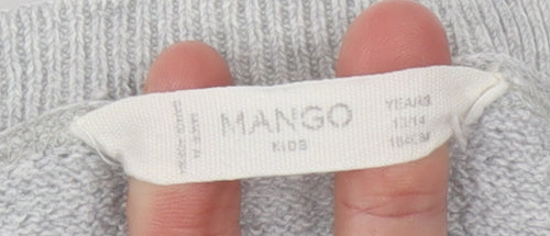 Mango Boys Grey Cotton Pullover Jumper 13-14 Years Crew Neck Knitwear