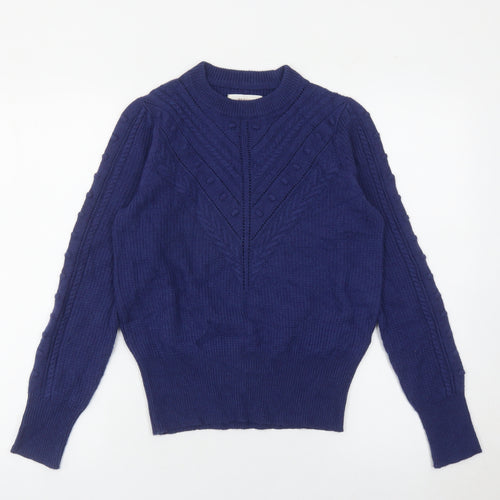 Marks and Spencer Women’s Blue Size 8 Cable-Knit Jumper