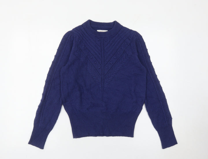 Marks and Spencer Women’s Blue Size 8 Cable-Knit Jumper