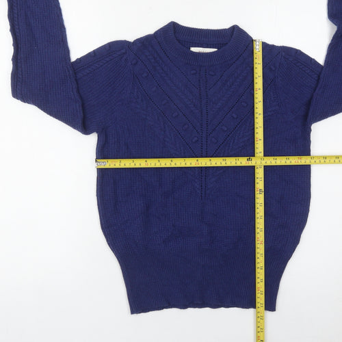 Marks and Spencer Women’s Blue Size 8 Cable-Knit Jumper