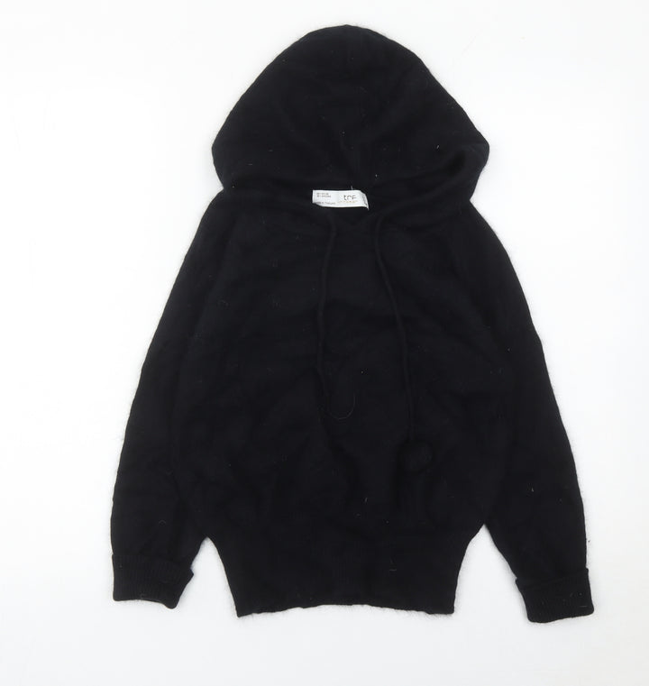 TRF Women’s Black Hooded Pullover Knit Jumper L Long Sleeve