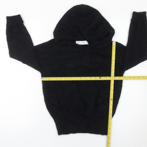 TRF Women’s Black Hooded Pullover Knit Jumper L Long Sleeve