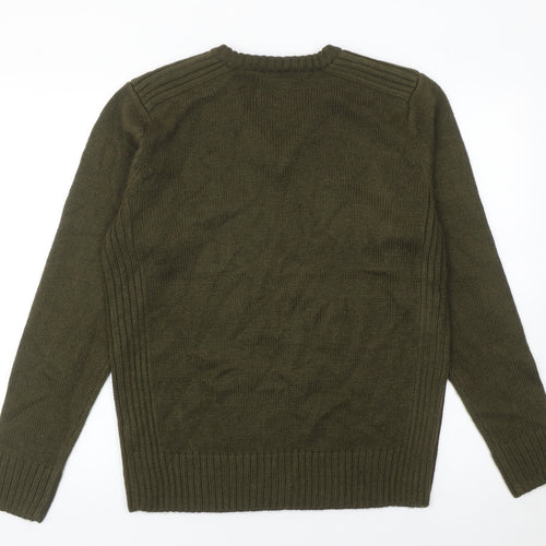 Fabric8 Men's Green V-Neck Knit Pullover Jumper Size M