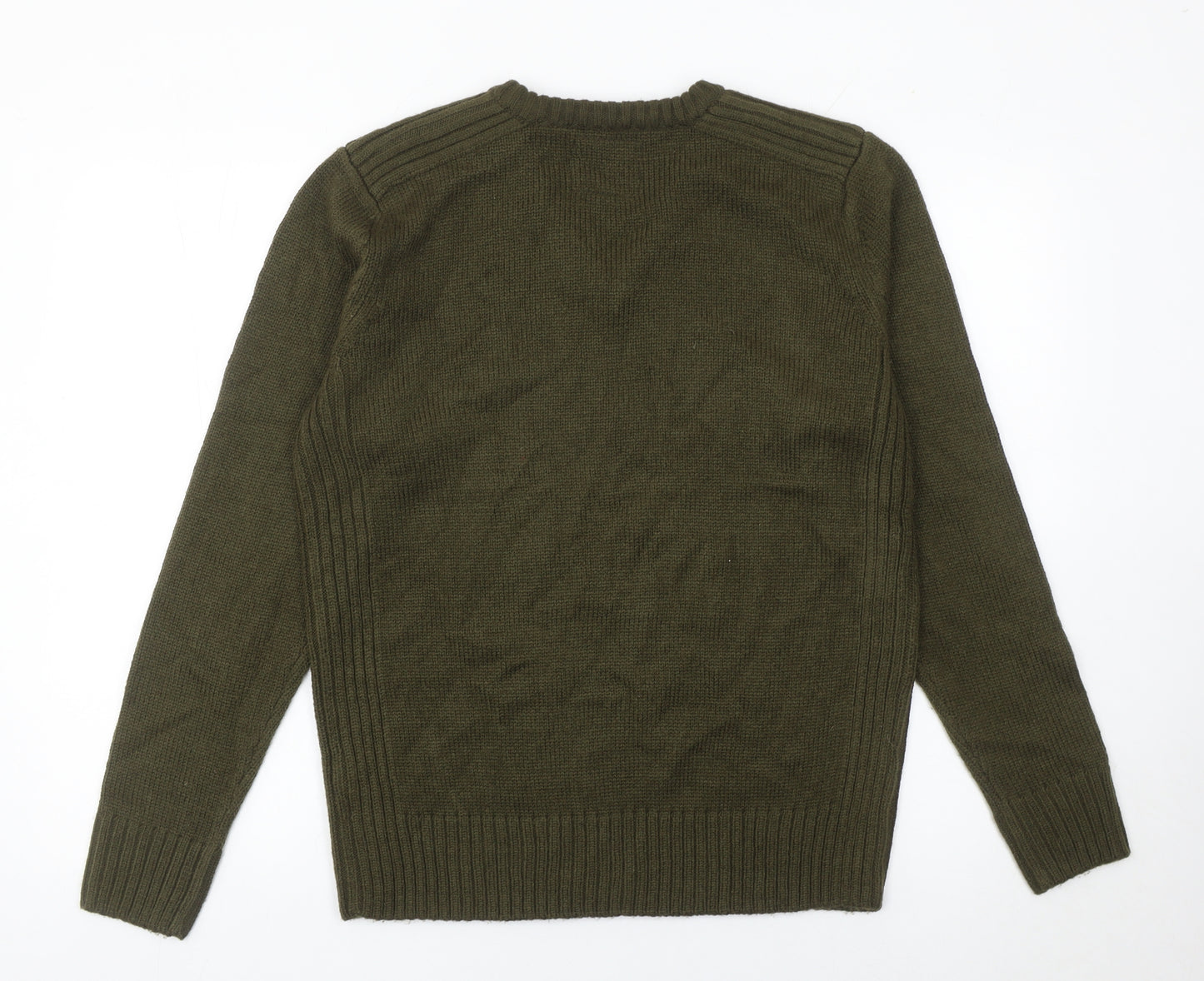 Fabric8 Men's Green V-Neck Knit Pullover Jumper Size M