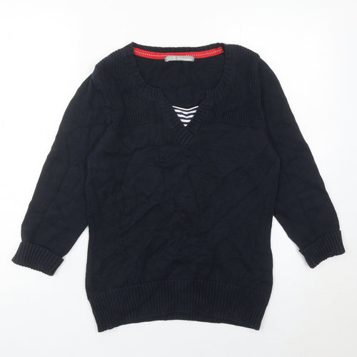 Marks and Spencer Womens Black Cotton V-Neck Jumper Size 12