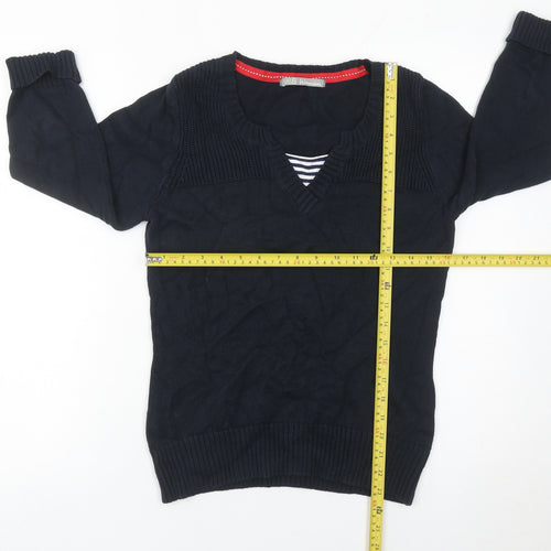 Marks and Spencer Womens Black Cotton V-Neck Jumper Size 12