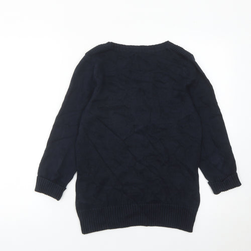 Marks and Spencer Womens Black Cotton V-Neck Jumper Size 12