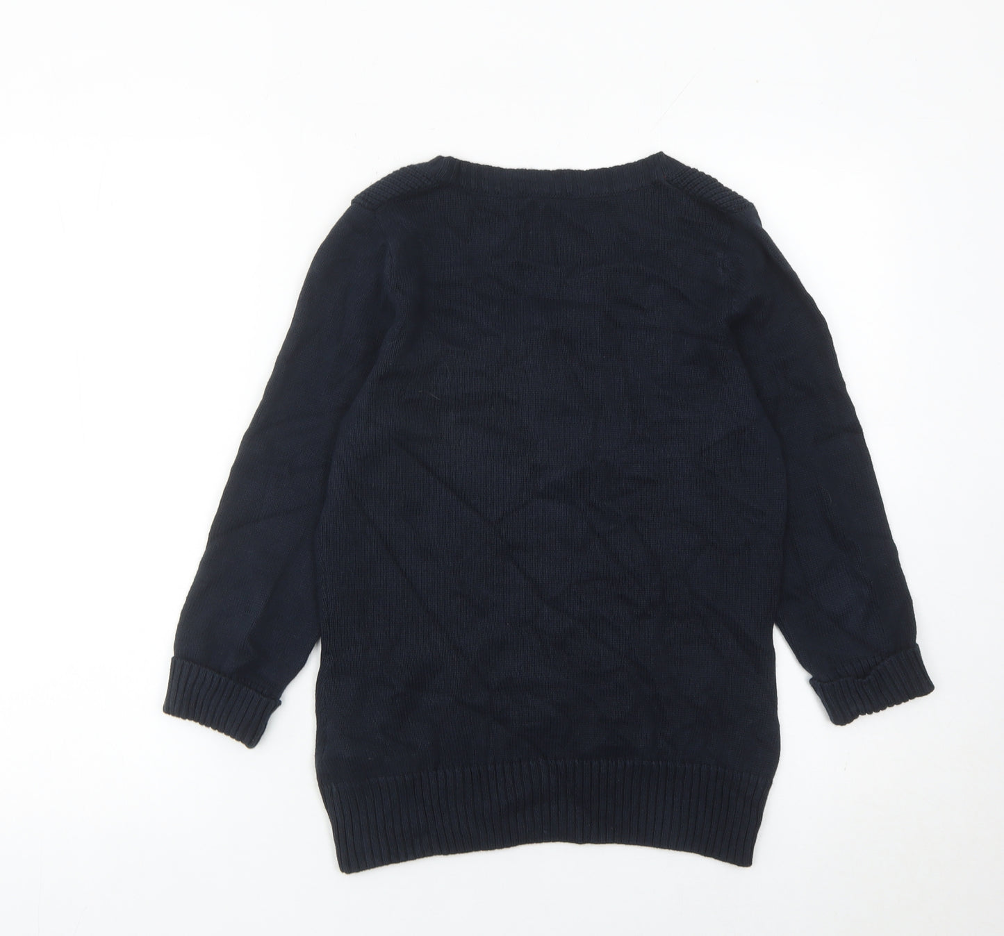 Marks and Spencer Womens Black Cotton V-Neck Jumper Size 12
