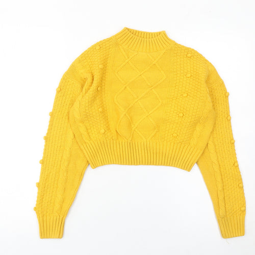 Matalan Girls Yellow Cable Knit Pullover Jumper Age 12 Years Mock Neck