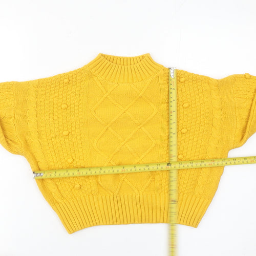 Matalan Girls Yellow Cable Knit Pullover Jumper Age 12 Years Mock Neck