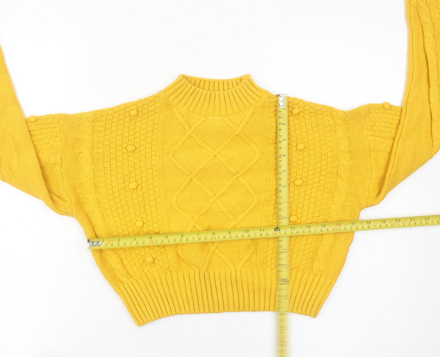 Matalan Girls Yellow Cable Knit Pullover Jumper Age 12 Years Mock Neck