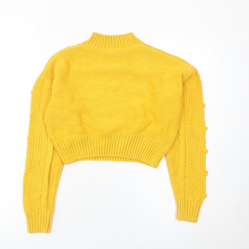 Matalan Girls Yellow Cable Knit Pullover Jumper Age 12 Years Mock Neck