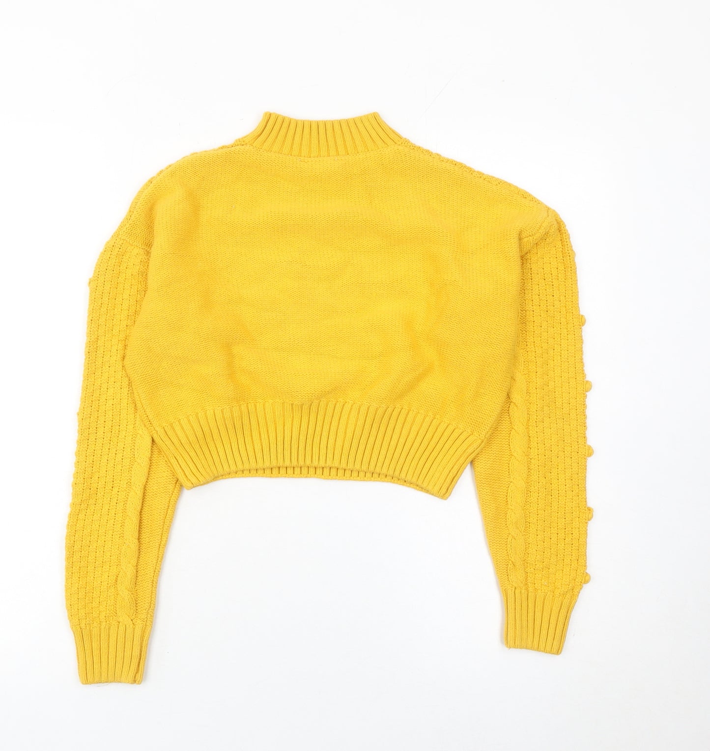 Matalan Girls Yellow Cable Knit Pullover Jumper Age 12 Years Mock Neck