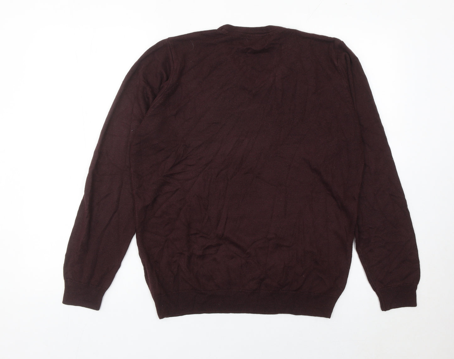 Marks and Spencer Men’s Brown V-Neck Jumper Size L Acrylic Knit