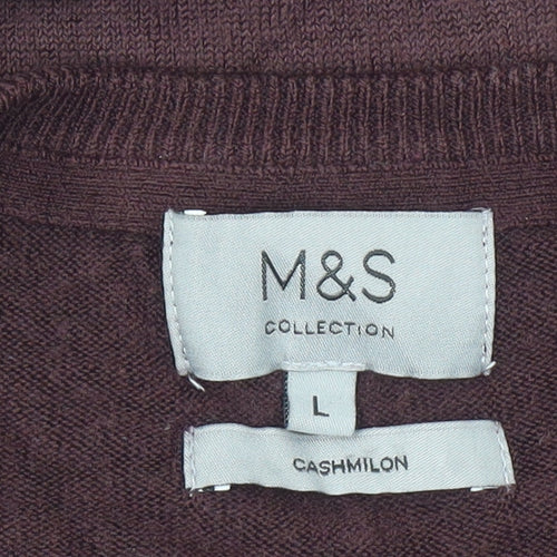 Marks and Spencer Men’s Brown V-Neck Jumper Size L Acrylic Knit