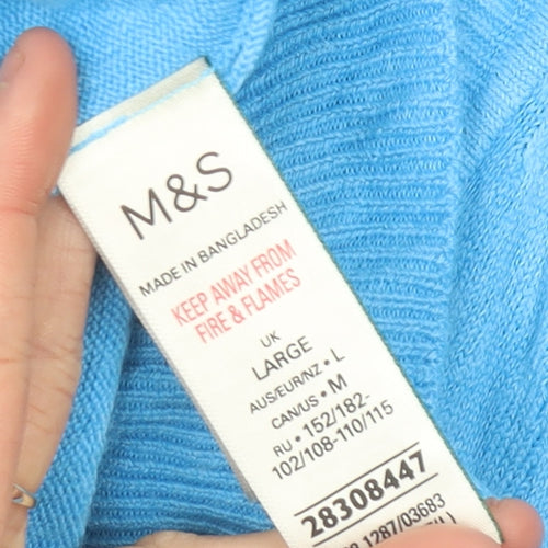 Marks and Spencer Women’s Blue V-Neck Acrylic Jumper L