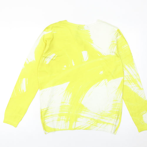 Peruzzi Womens Yellow V-Neck Pullover Jumper Size 8 Long Sleeve