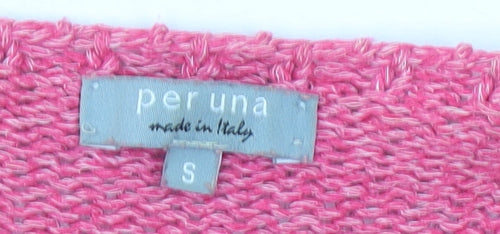 Marks and Spencer Women Pink Cardigan S V-Neck 3/4 Sleeve Cotton Blend