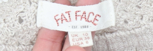 Fat Face Womens Beige Size 10 Crew Neck Open-Knit Jumper