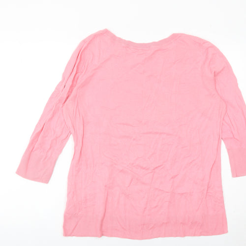 GAP Women’s Pink Cotton Pullover Jumper Size L Crew Neck 3/4 Sleeve