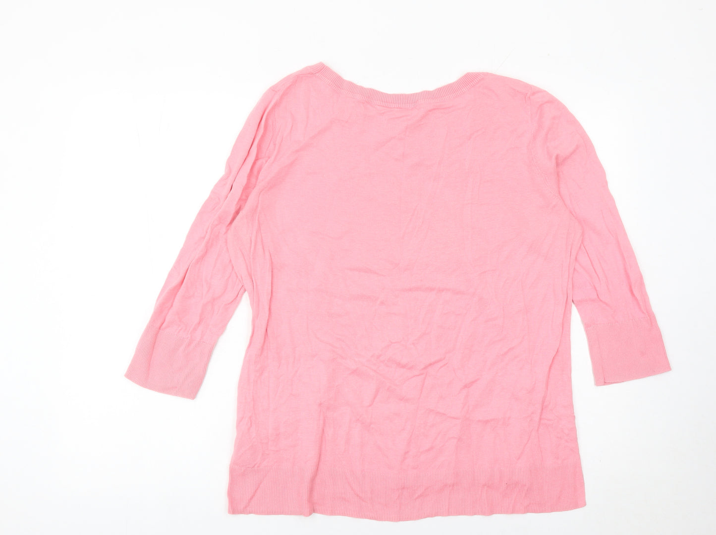 GAP Women’s Pink Cotton Pullover Jumper Size L Crew Neck 3/4 Sleeve