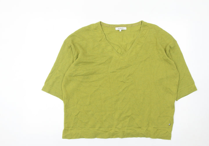 Sandwich Womens Green L Pullover Jumper V-Neck Relaxed Knit