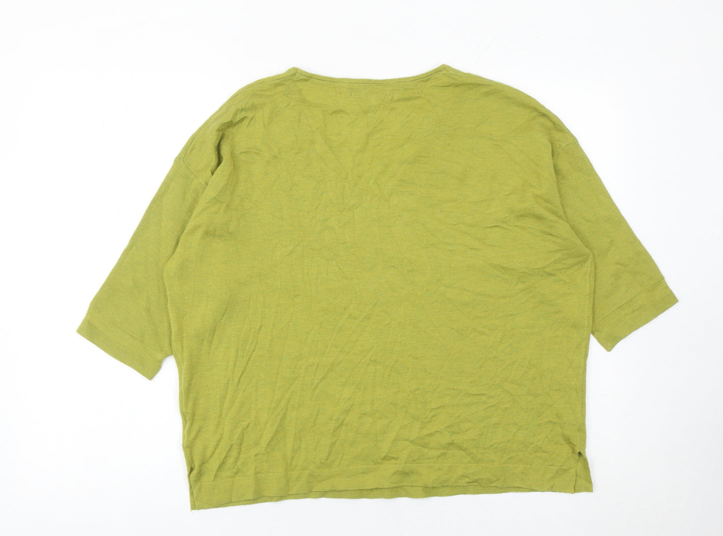 Sandwich Womens Green L Pullover Jumper V-Neck Relaxed Knit