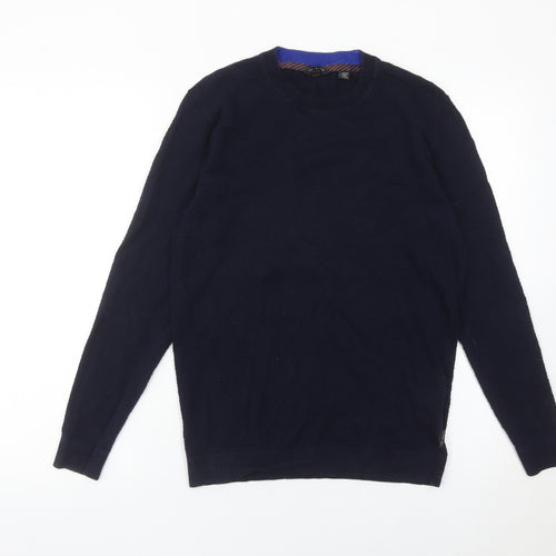 Ted Baker Women’s Blue Crew Neck Cotton Blend Jumper Size 10