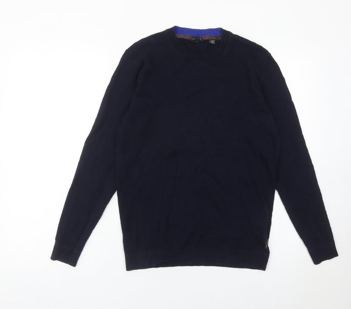 Ted Baker Women’s Blue Crew Neck Cotton Blend Jumper Size 10