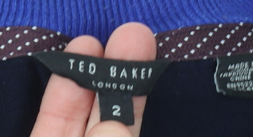 Ted Baker Women’s Blue Crew Neck Cotton Blend Jumper Size 10