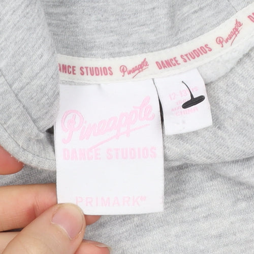 Pineapple Dance Studios Girls Grey Pullover Hoodie 12-13Y Logo Print Primark