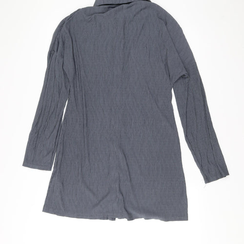 PrettyLittleThing Women’s Grey Shirt Dress UK 8 Long Sleeve Polyester