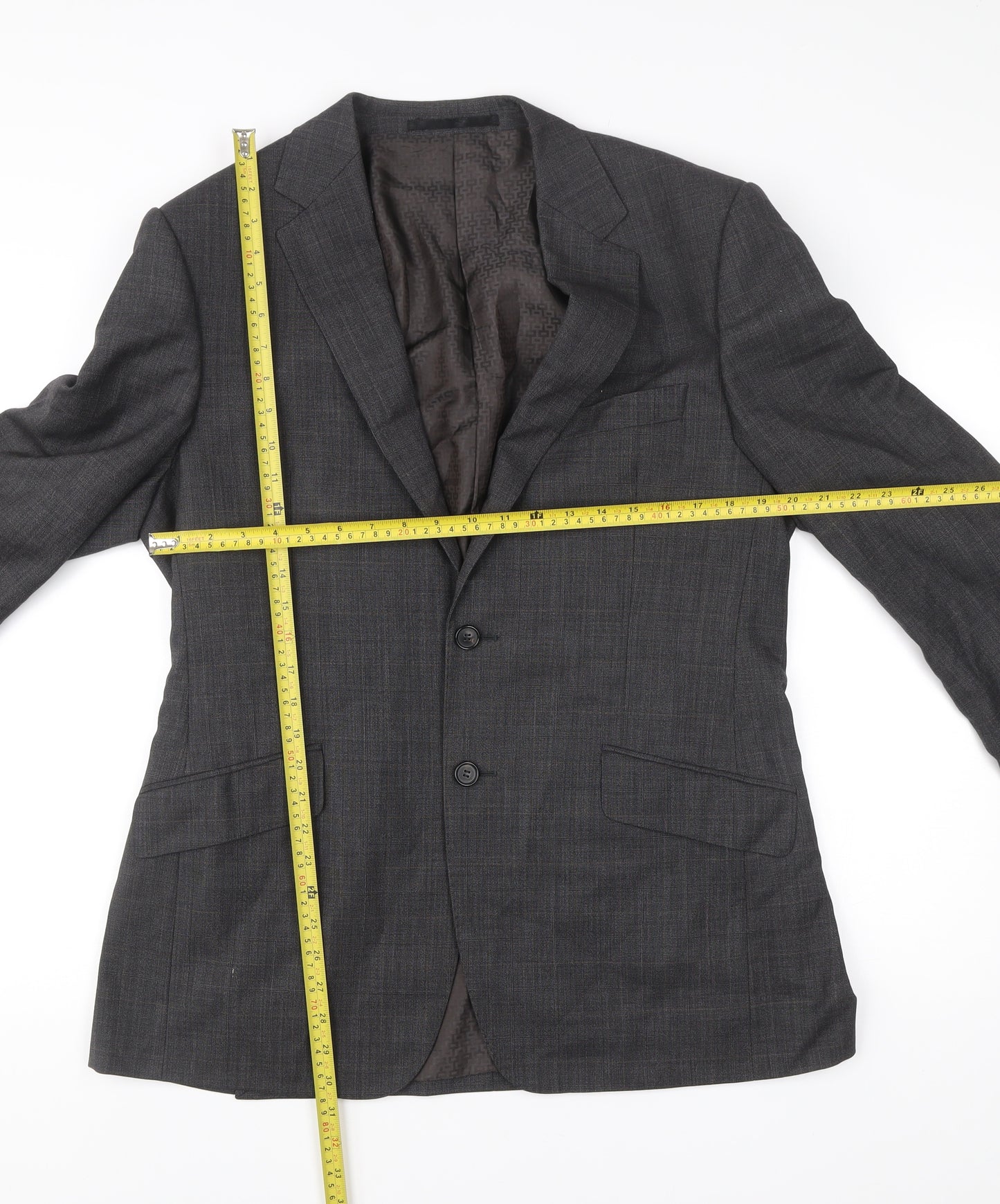 Marks and Spencer Mens Grey Wool Blazer Jacket 40 Chest Medium