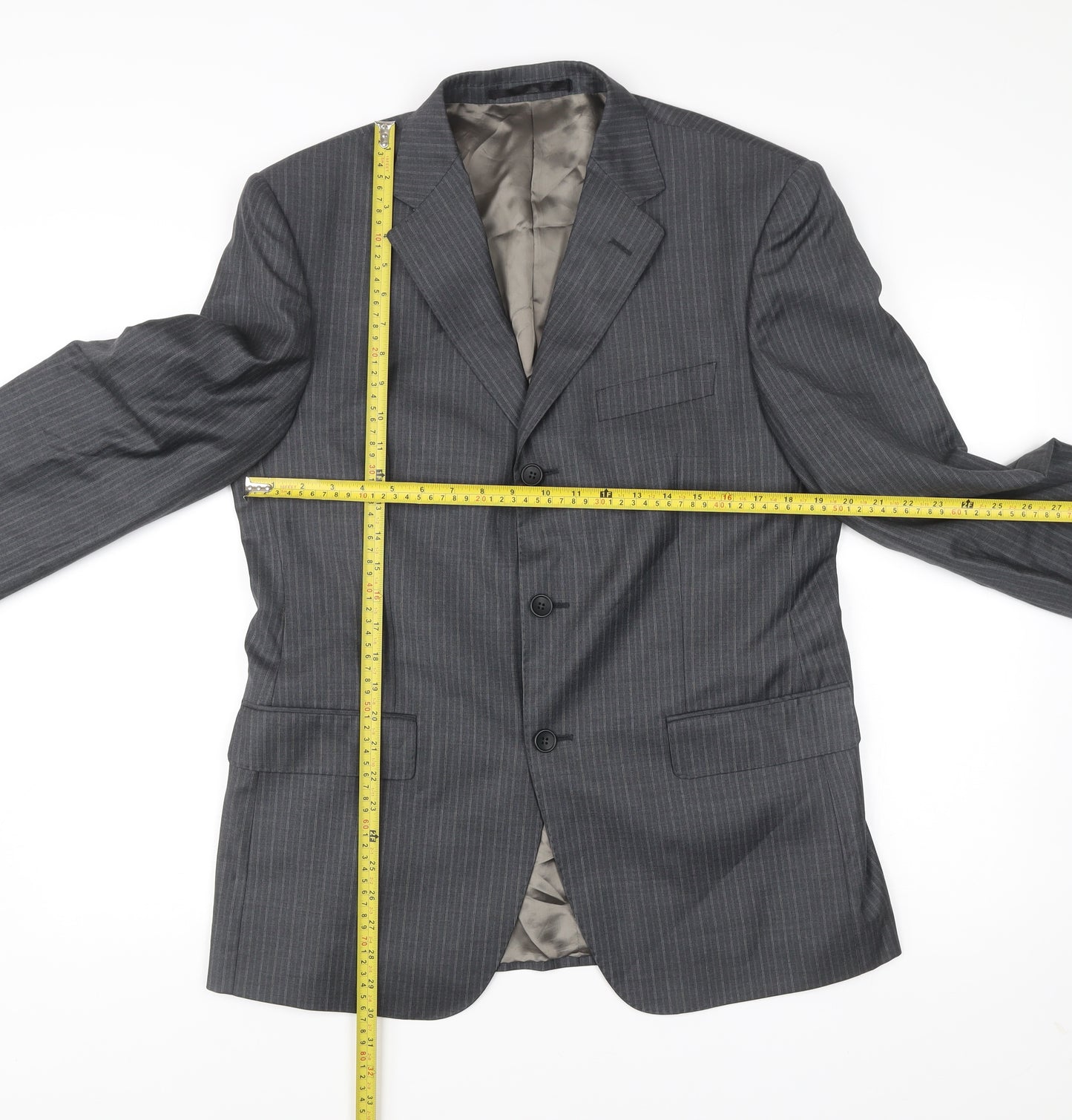 Marks and Spencer Men’s Grey Wool Pinstripe Suit Jacket 40S