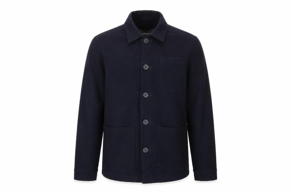 Front view of French Connection Men’s Black 36 Basic Jacket Button Up Workwear Style