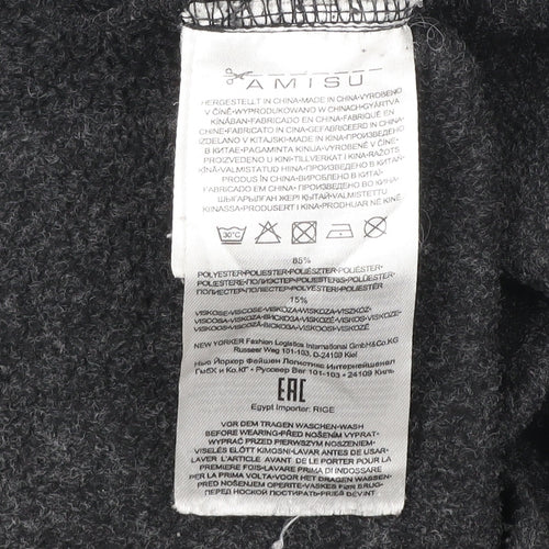 Amisu Women's Grey Hooded Long Coat Size 6 Polyester Viscose Zip Casual